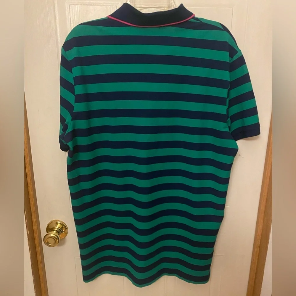 Polo Ralph Lauren Green/Pink Rugby Stripe Polo with Large Pony L